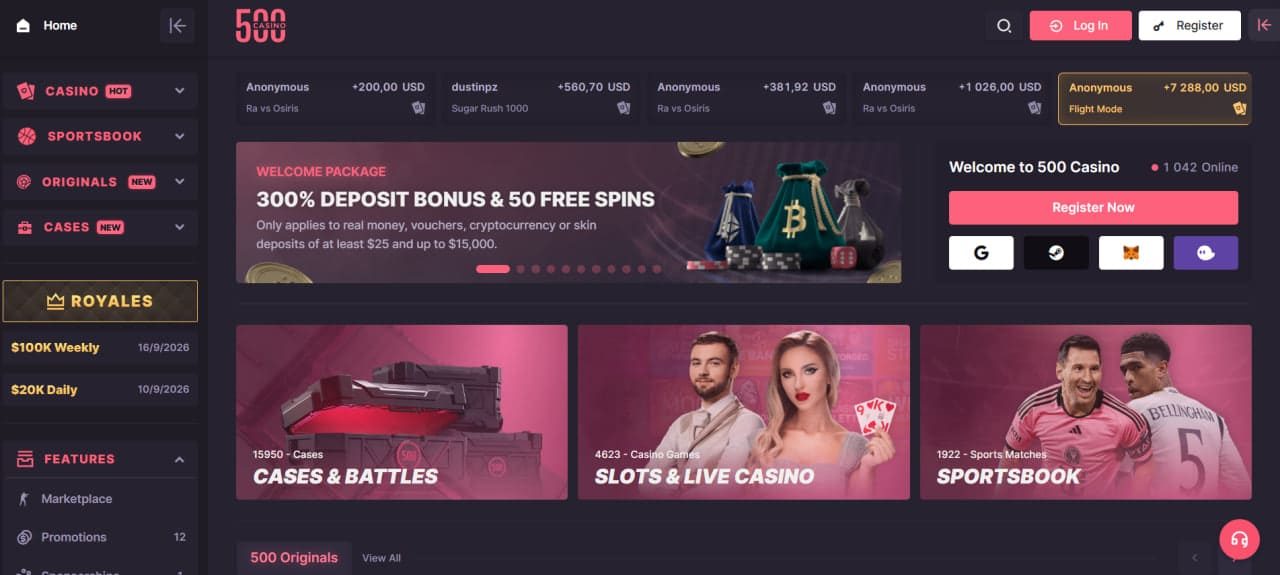 500 Casino online v Česku